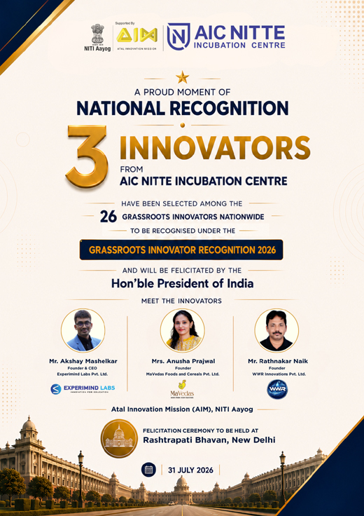 AIC Nitte Incubation Centre-Grassroots Innovator Recognition 2026